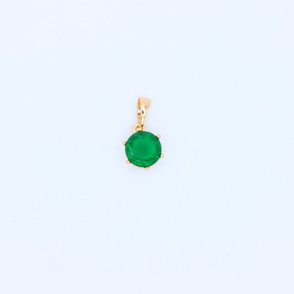 "Vibrant Green Round Pendant in Gold Plating for Elegant Everyday Wear, XPPT1675 - Picture 10 of 13